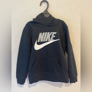 Nike Kids Black Pullover Hoodie with White Logo